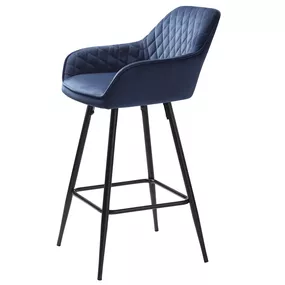 Dizajnová barová stolička Dana modrý zamat