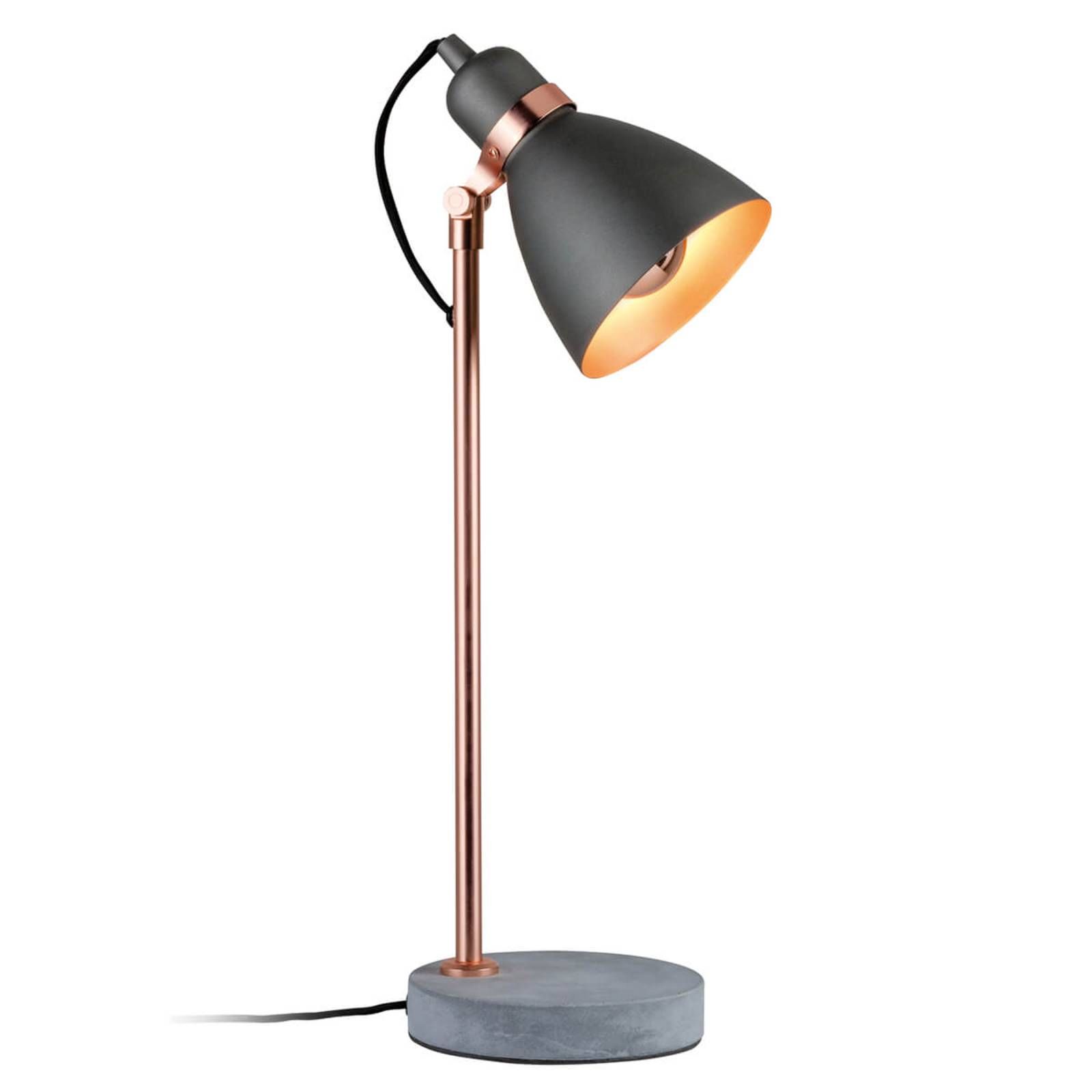 Paulmann Orm stolná lampa s betónovým podstavcom, Obývacia izba / jedáleň, kov, betón, textil, E27, 20W, K: 50cm