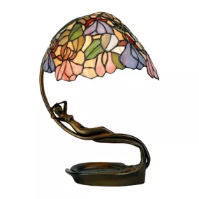 Clayre&Eef Vynikajúca stolná lampa Eve v štýle Tiffany, Obývacia izba / jedáleň, sklo, polyrezín, E14, 40W, K: 37cm