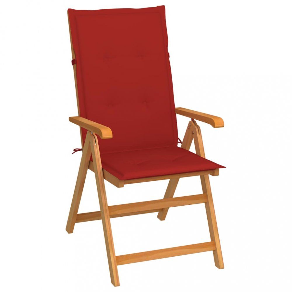 Skladacia záhradná stolička s poduškami teak / látka Dekorhome Červená