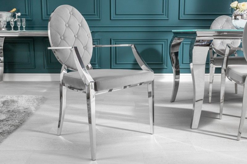 Dizajnová stolička Rococo II šedá / s opierkami - 