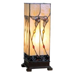 Clayre&Eef Jantárovo sfarbená stolná lampa Amberly 45 cm, Obývacia izba / jedáleň, sklo, polyrezín, E27, 40W, P: 18 cm, L: 18 cm, K: 45cm