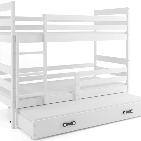 Poschodová posteľ s prístelkou ERIK 3 - 160x80cm - Biela - Biela