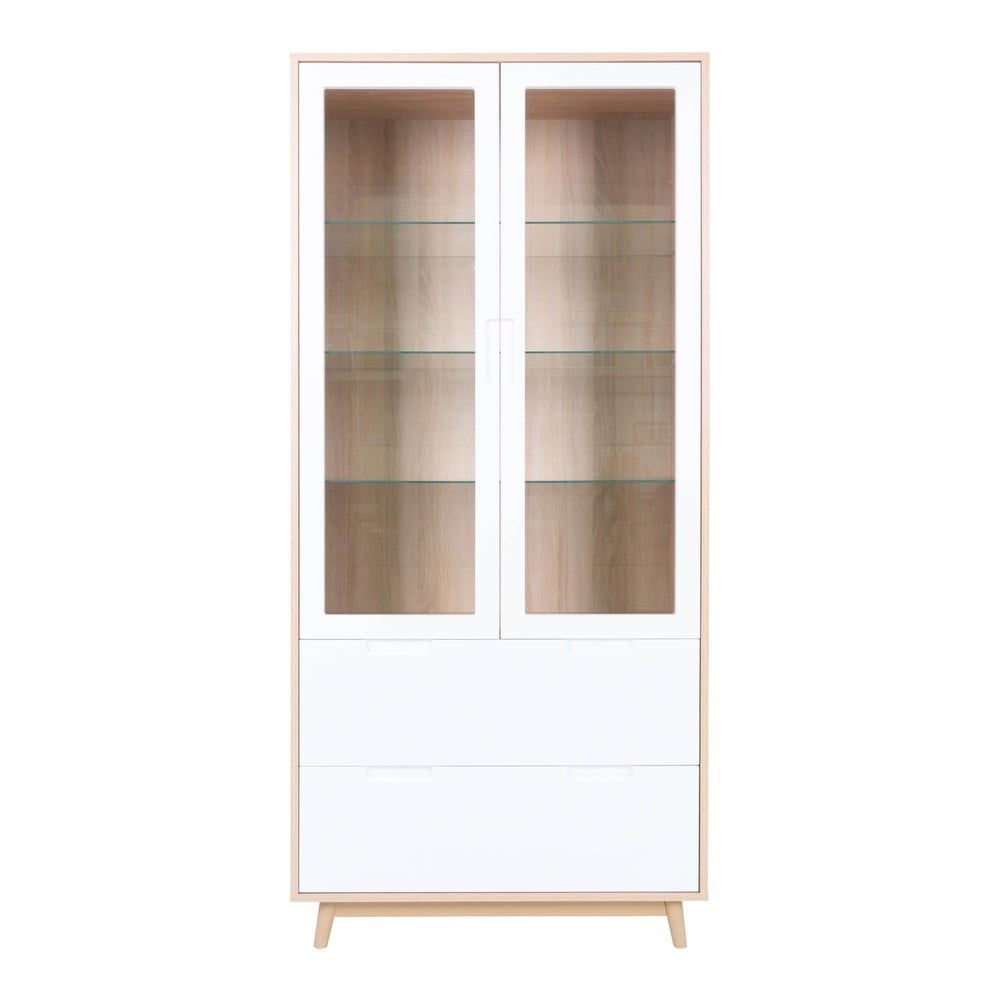 Biela vitrína v dekore borovice 45x195 cm Copenhagen - House Nordic
