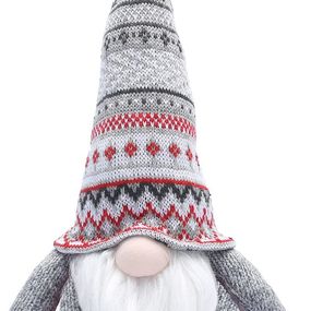 Vianočný škriatok 33 cm - šedý s farebnou čiapkou