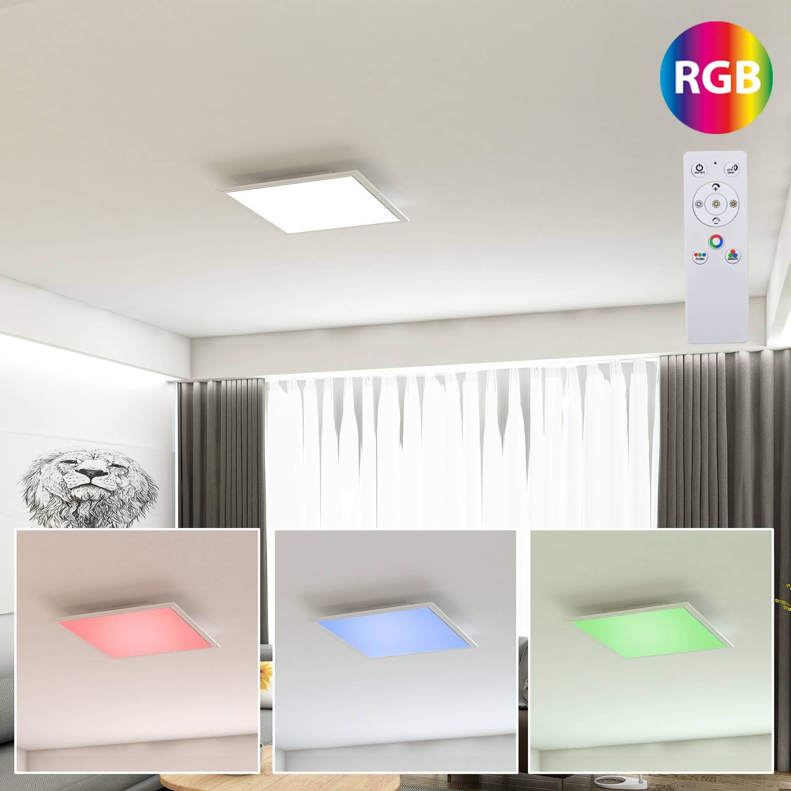 Briloner LED panel Colour 29, 5 x 29, 5 cm diaľkové ovládanie, Obývacia izba / jedáleň, plast, kov, 18W, P: 29.5 cm, L: 29.5 cm, K: 5cm
