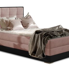Čalúnená jednolôžková posteľ Alessandra 90 P - ružová / čierna