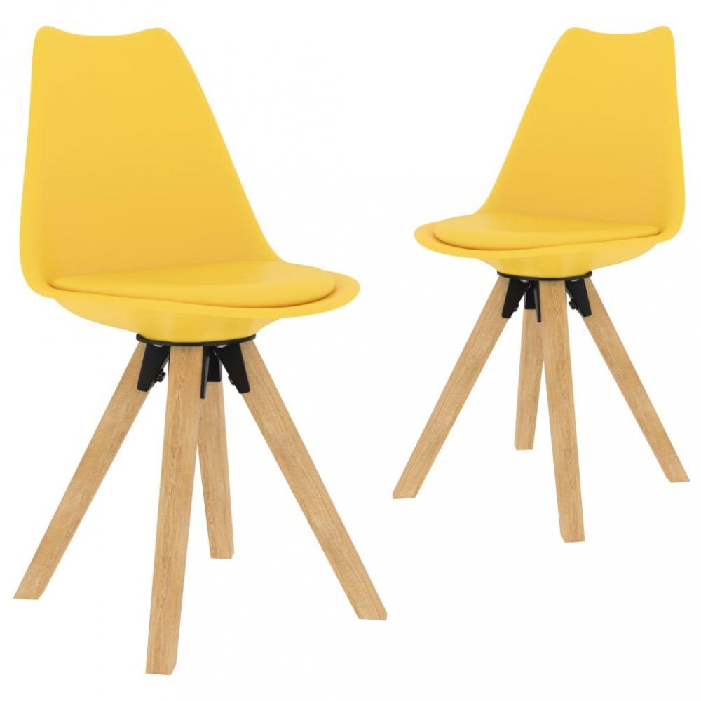 Jedálenská stolička 2 ks plast / umelá koža / buk Dekorhome Žltá