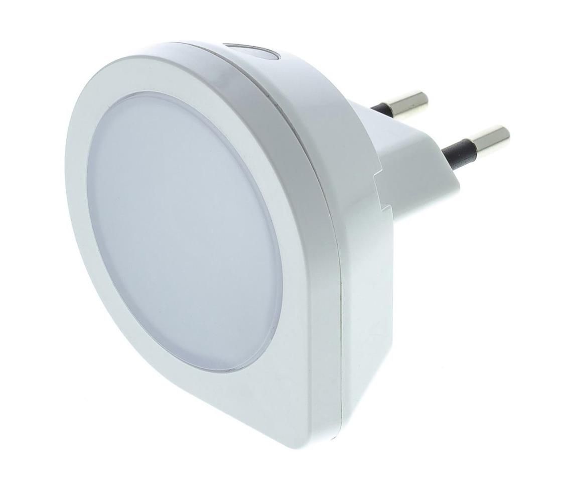 LED Orientačné svietidlo so senzorom do zásuvky LED/0,4W/230V biela