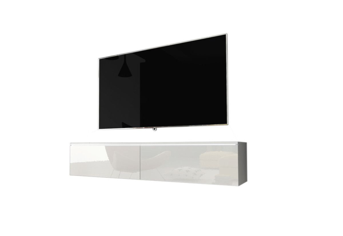 Expedo TV stolík MENDES D 140, 140x30x32, biela/biela lesk