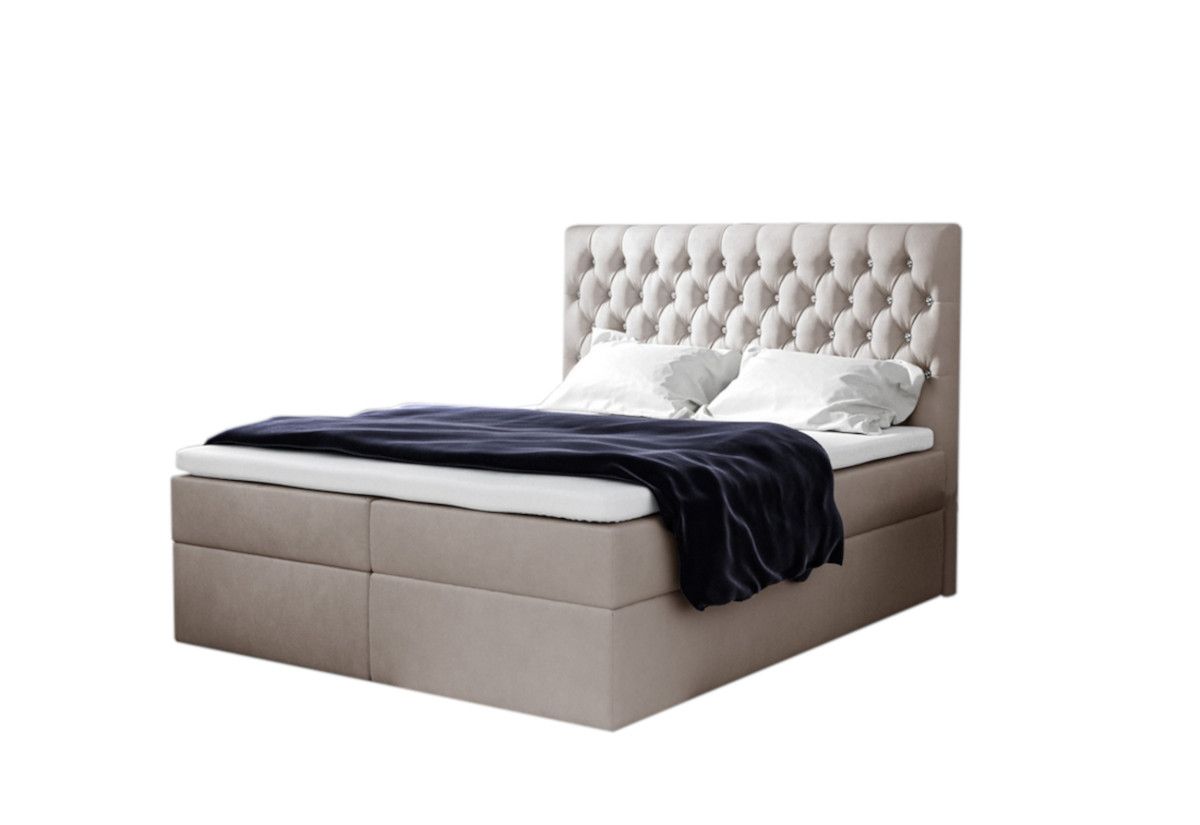 Expedo Čalúnená posteľ boxspring TOMIO + topper, 140x200, jasmine 21