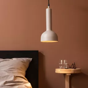 PR Home Bainbridge závesná lampa Ø 15 cm, béžová, Obývacia izba / jedáleň, kov, textil, E27, 25W, K: 32cm