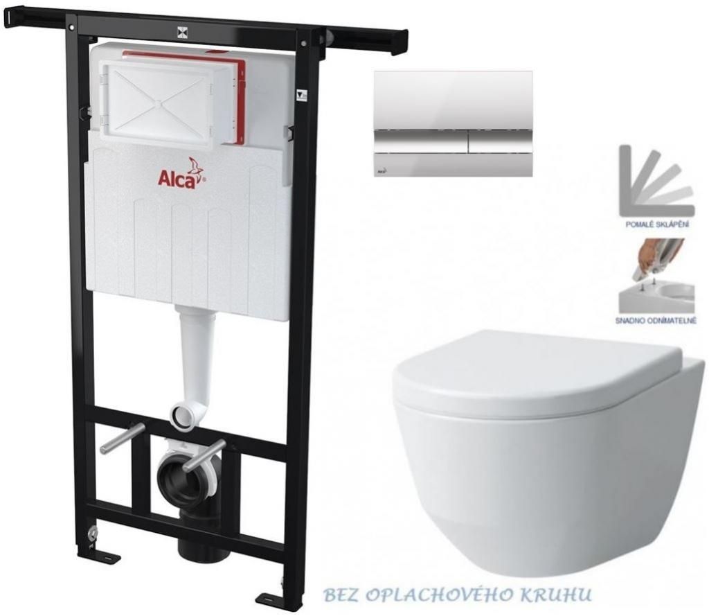 ALCADRAIN Alcadrain Jádromodul - predstenový inštalačný systém s chrómovým tlačidlom M1721 + WC LAUFEN PRO RIMLESS + SEDADLO AM102/1120 M1721 LP1