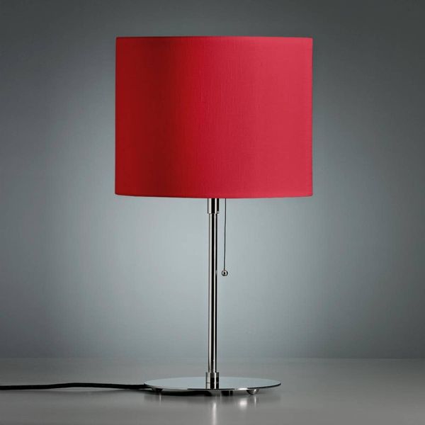 TECNOLUMEN Walter Schnepel, stolná lampa červená, Obývacia izba / jedáleň, poniklovaný kov, ľan, plast, E27, 75W, L: 30 cm, K: 54cm