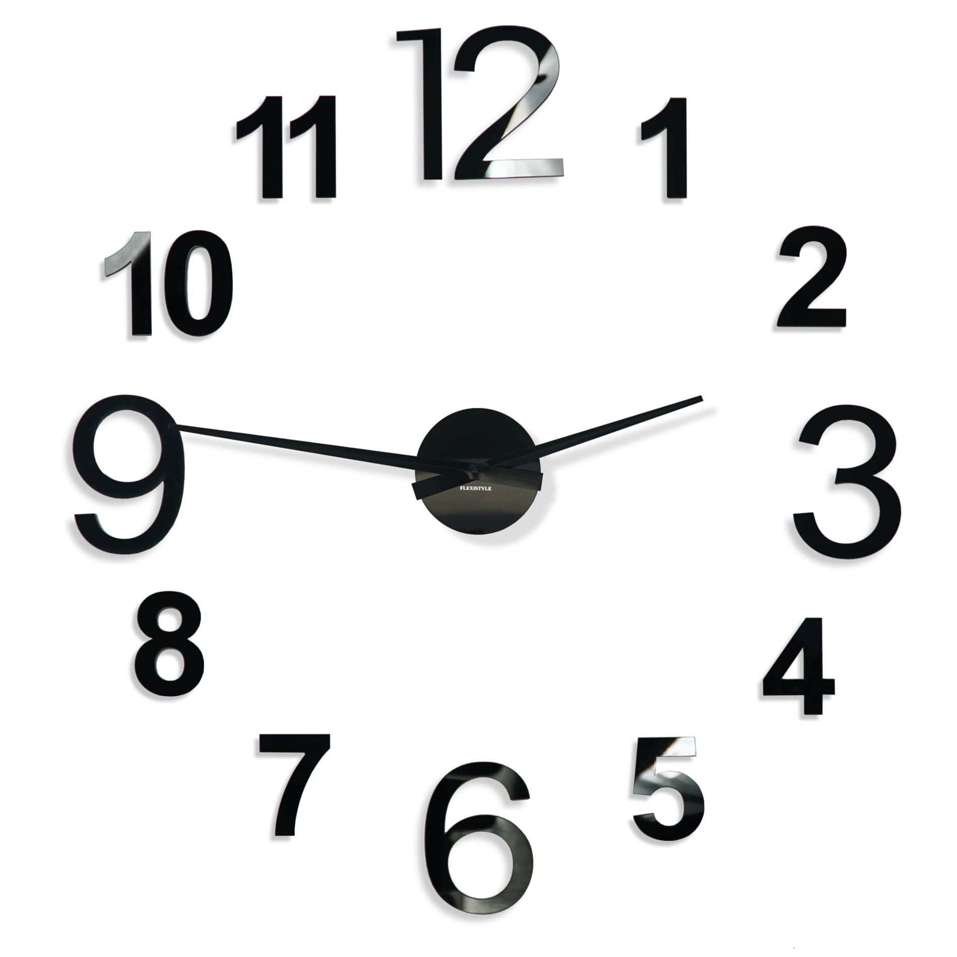 DomTextilu Dizajnové čierne nalepovacie hodiny 130cm 57416