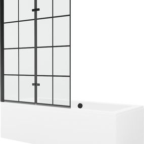 MEXEN/S - Cube obdĺžniková vaňa 180 x 80 cm s panelom + vaňová zástena 120 cm, čierna vzor 550518080X92120027077