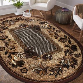 DomTextilu Oválny vintage koberec elegantnej hnedej farby 38596-181588