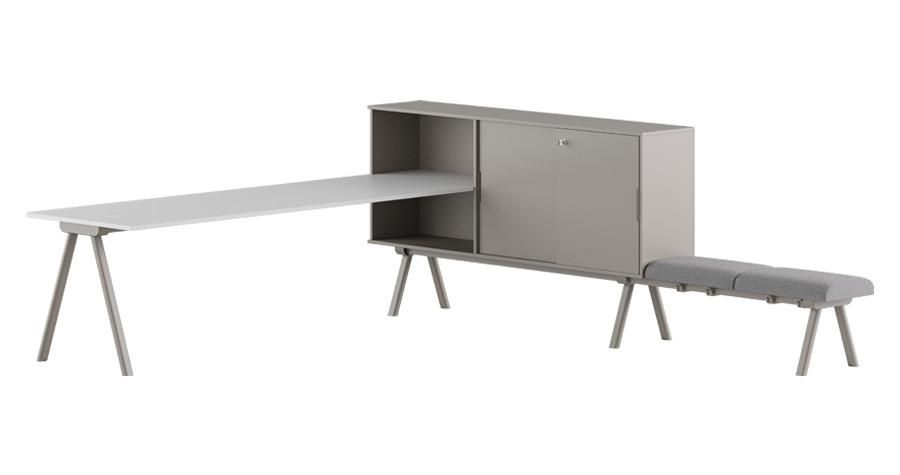 GABER - Sestava WORKSTATION 2027 SX s lavicou, 180 cm