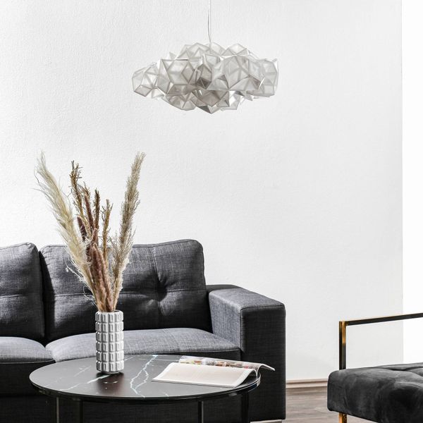 Slamp Drusa – dizajnérska závesná lampa, biela, Obývacia izba / jedáleň, Lentiflex®, E27, 8W, K: 25cm