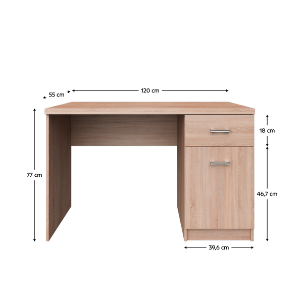 PC stôl 1D1S/120, dub sonoma, TOPTY TYP 36