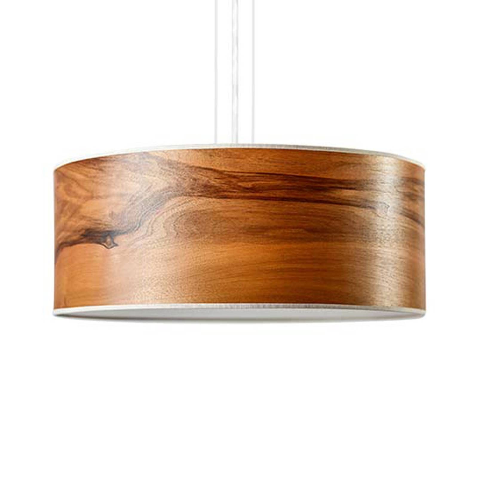 LeuchtNatur Discus lampa 35cm orech európsky biela, Obývacia izba / jedáleň, drevo, kov, E27, 10W, K: 15cm