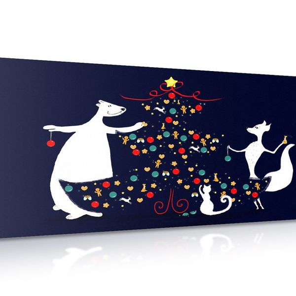 Obraz zdobenie vianočného stromčeka - 100x50