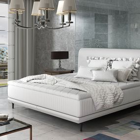 Čalúnená manželská posteľ Ancona 160 - biela