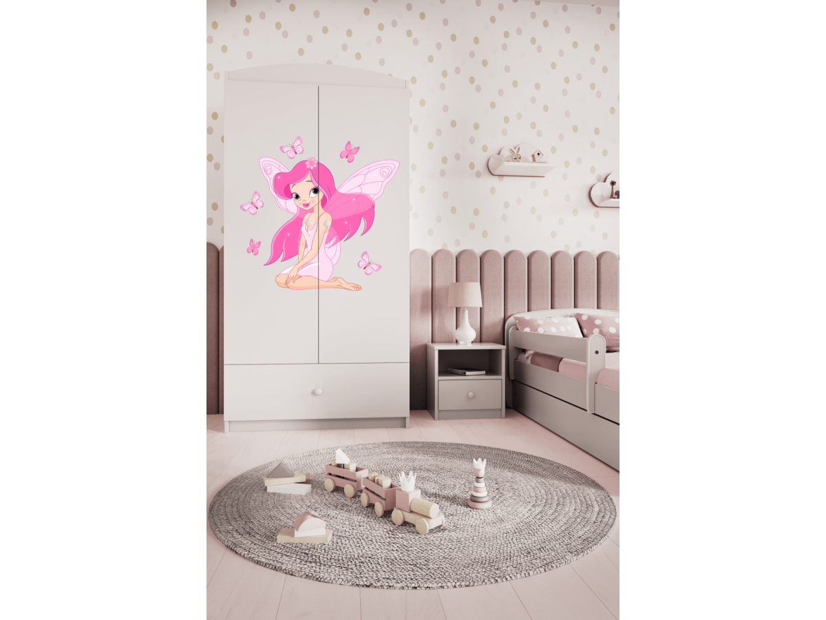 Dětská skříň Babydreams 90 cm víla s motýlky bílá