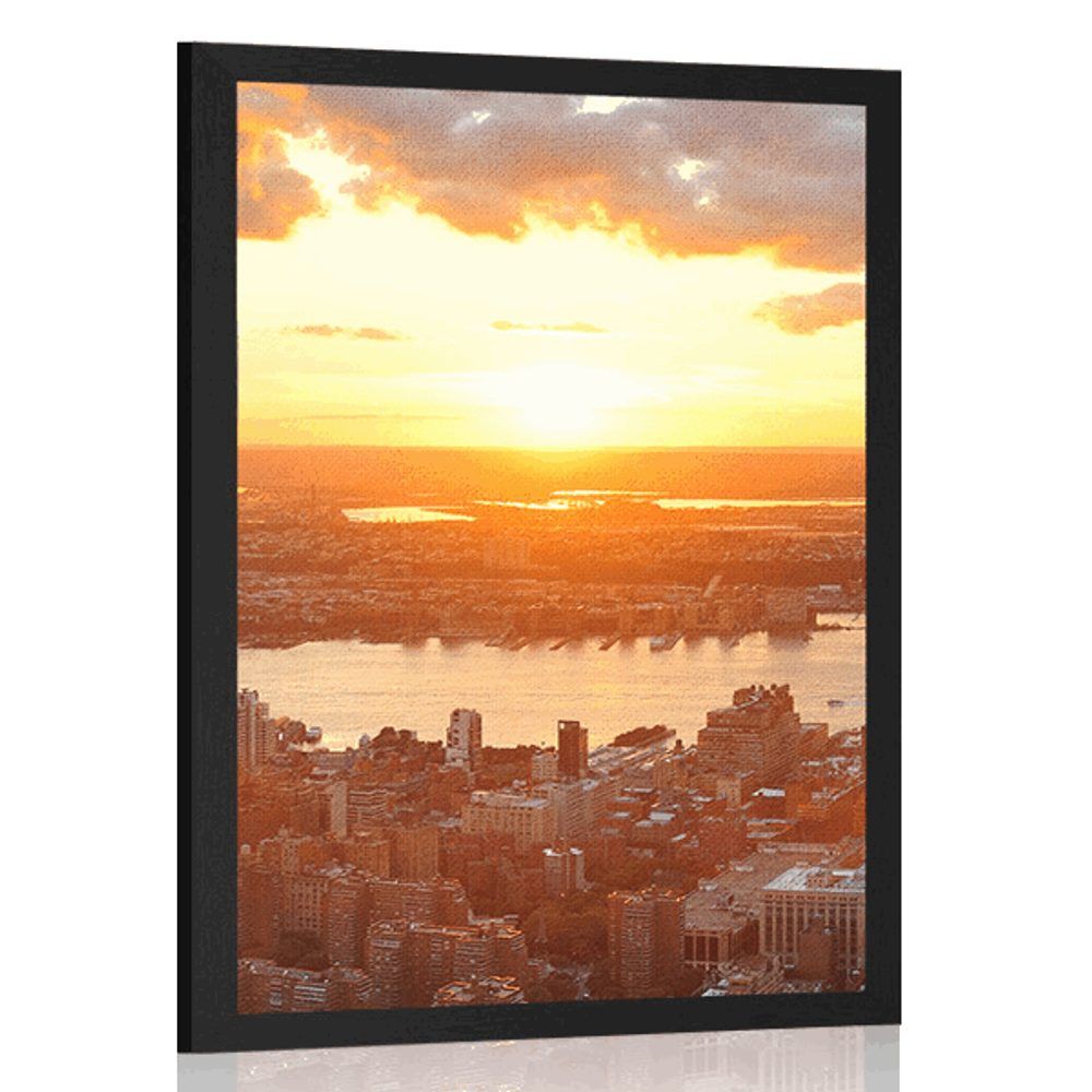 Plagát západ slnka nad mestom New York - 40x60 black