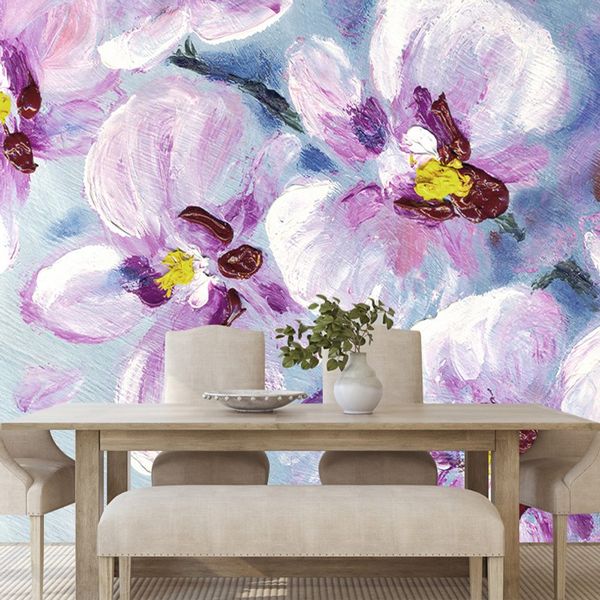 Samolepiaca tapeta romantické fialové kvety - 450x300