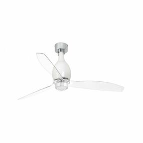 FARO MINI ETERFAN M LED, bílá/transparentní, stropní ventilátor s DC motorem SMART