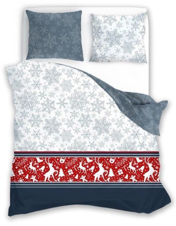DomTextilu Bavlnené posteľné vianočné obliečky s nádherným vzorom a detailom sobov 48597-222012