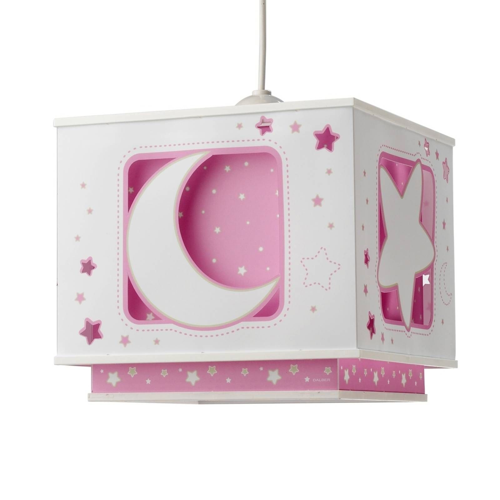 Dalber Fluoreskujúca závesná lampa NOČNÁ OBLOHA ružová, Detská izba, plast, E27, 60W, P: 24 cm, L: 24 cm, K: 21cm