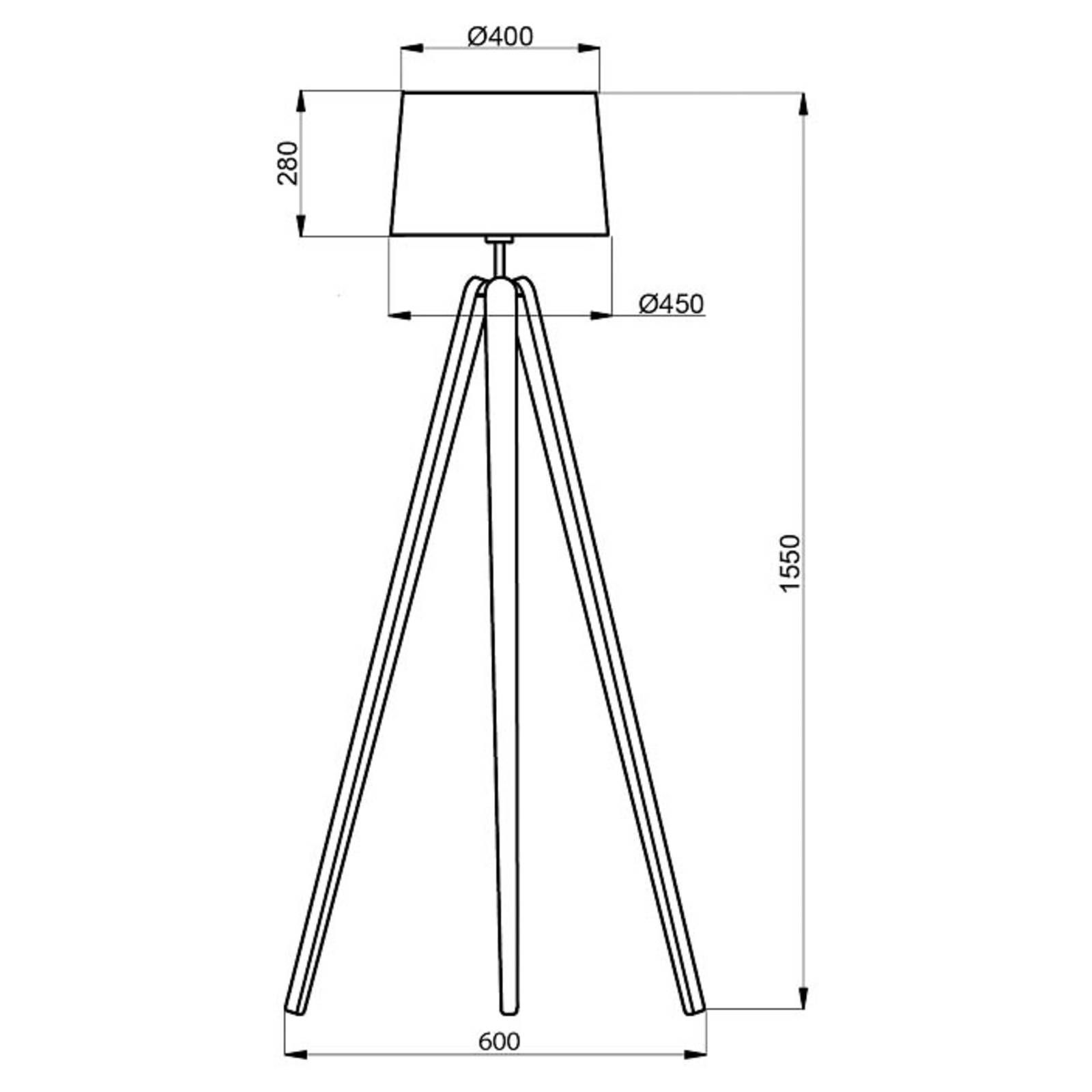 Aluminor Essence trojnohá stojaca lampa, čierna, Obývacia izba / jedáleň, drevo, bavlna, E27, 40W, K: 155cm