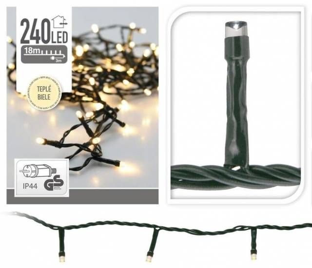Kinekus Svetlo vianočné 240 LED teplé biele, 21m, vonkajšie/vnútorné WW