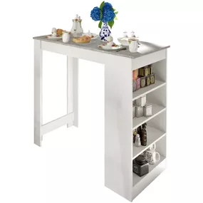  Barový stôl, biela/betón, 117x57 cm, AUSTEN