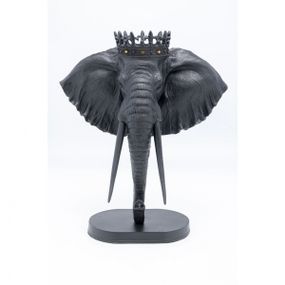 KARE Design Soška Busta Slon s korunou - černá, 57cm