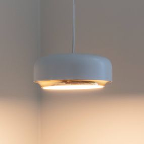 UMAGE Hazel Mini závesná lampa, biela, Ø 22 cm, Obývacia izba / jedáleň, oceľ, hliník, PMMA, 12W, Energialuokka: E, K: 9.5cm