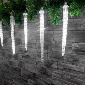 Reťaz MagicHome Vianoce Icicle, 352x LED studená biela, 16 cencúľov, vodopádový efekt, 230 V, 50 Hz, IP44, exteriér, osvetlenie, L- 4,50 + 5 m