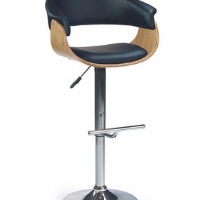 Barová stolička H-45 - dub svetlý / čierna / chróm