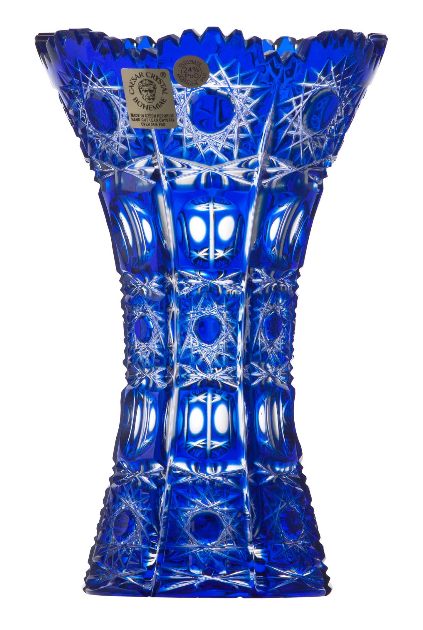 Krištáľová váza Petra, farba modrá, výška 155 mm