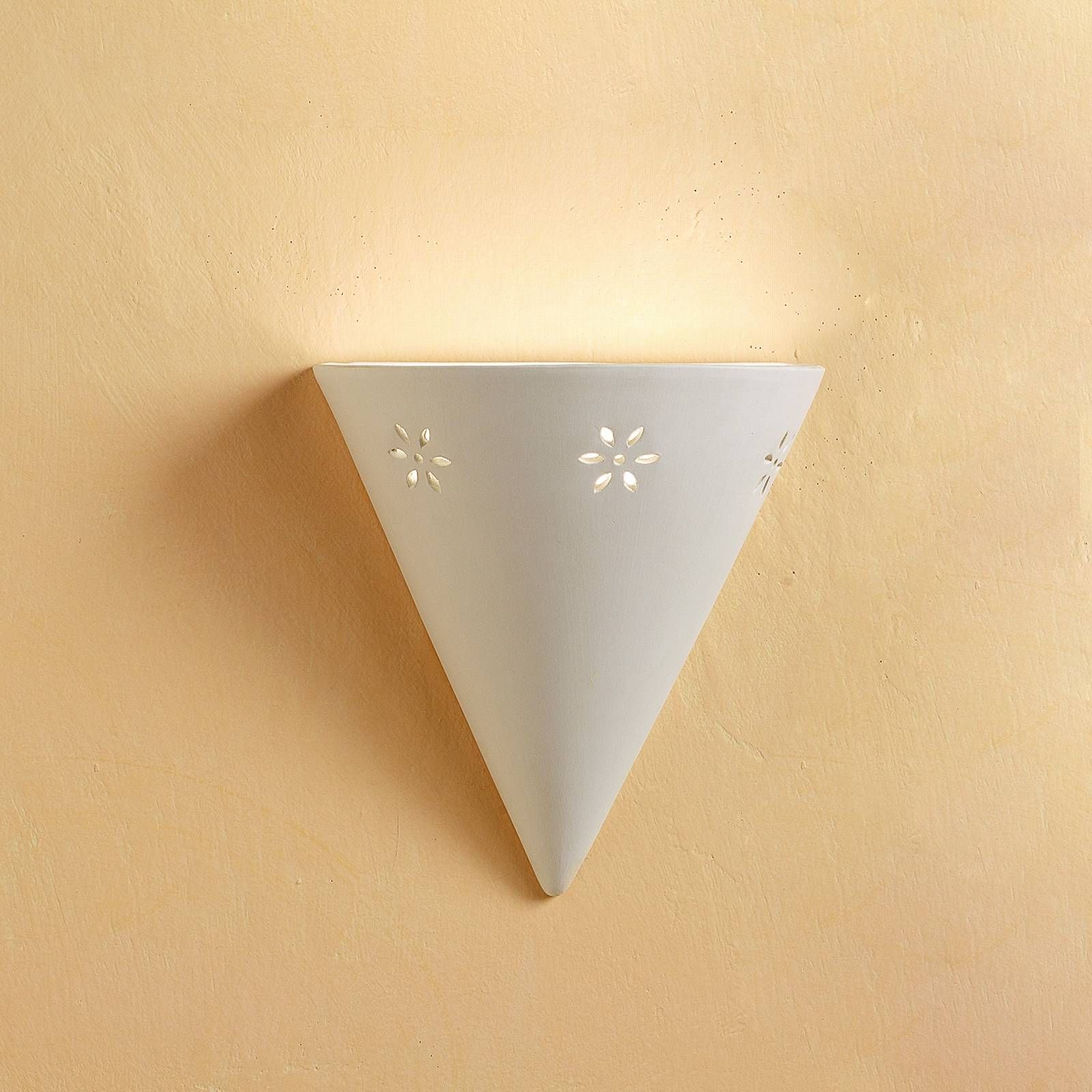 Ceramiche Nástenné svietidlo Cono z bielej keramiky, Obývacia izba / jedáleň, keramika, E27, 100W, K: 25cm