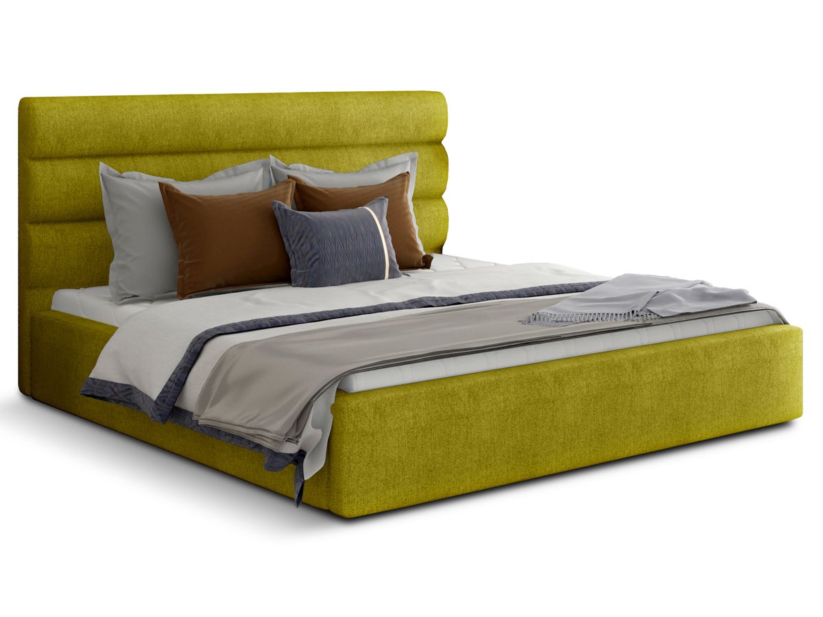 Čalúnená manželská posteľ s roštom Casos 140 - žltá