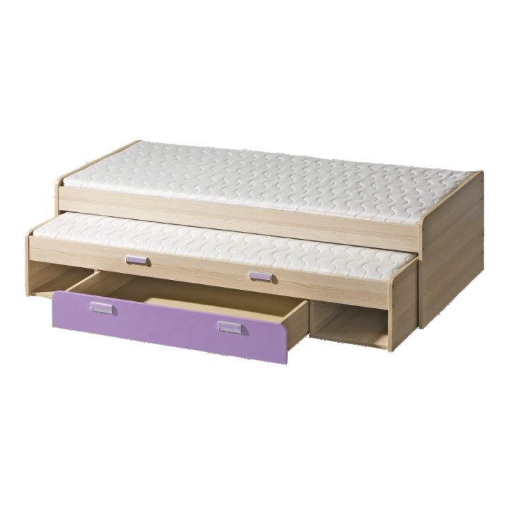 Rozkladacia posteľ 80 cm Echo L16 fialová (s dvomi matracmi a roštami)