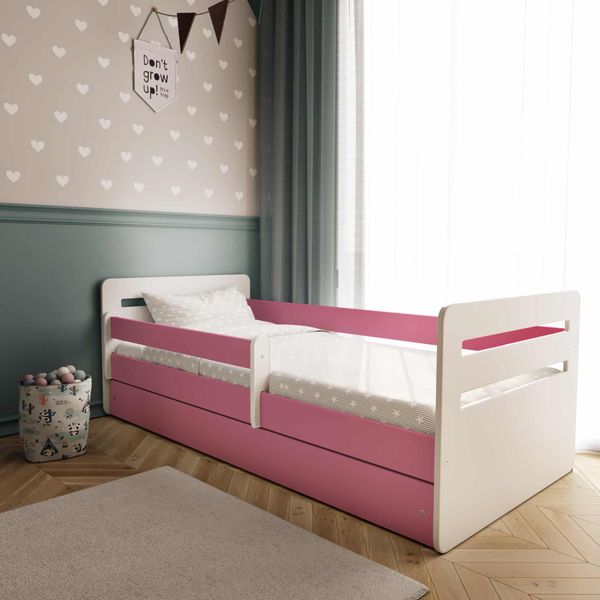 Letoss Detská posteľ TOMI - 160/80 Ružová S matracom S uložným priestorom