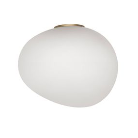 Foscarini Gregg grande semi 1 nástenná lampa zlatá, Obývacia izba / jedáleň, ručne fúkané sklo, kov, E27, 30W, L: 47 cm, K: 39cm