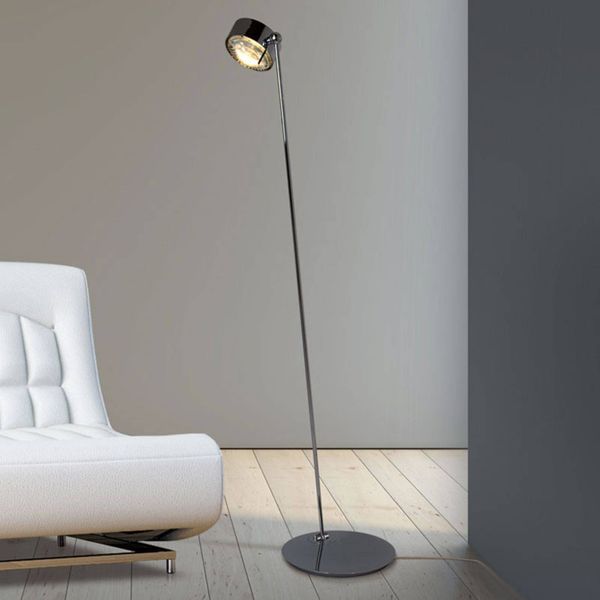 Top Light Stojaca LED lampa Puk Maxx Floor Mini, chróm, Obývacia izba / jedáleň, kov, sklo, 12W, K: 125cm
