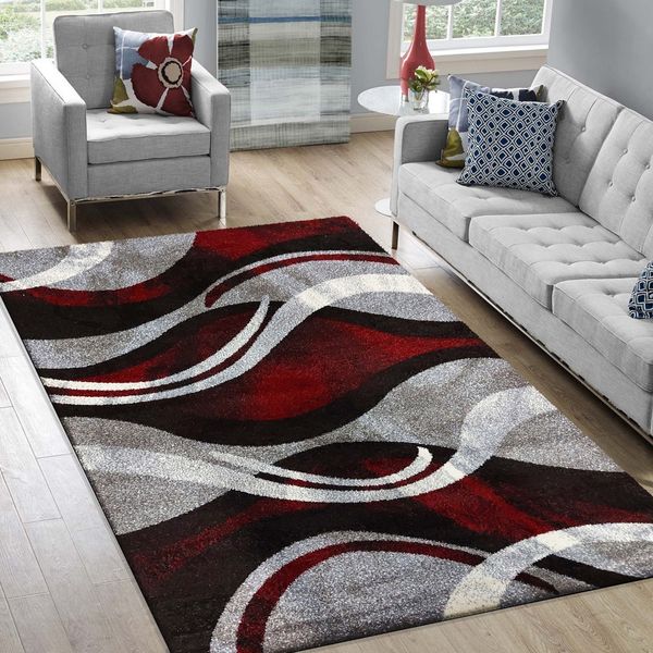 DomTextilu Originálny koberec s abstraktným vzorom v červenošedej farbe 45686-215682