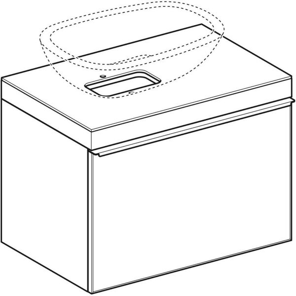 Geberit Citterio - Skrinka pod umývadlo 560 mm na dosku, lesklá čierna/sivohnedý dub 500.558.JJ.1