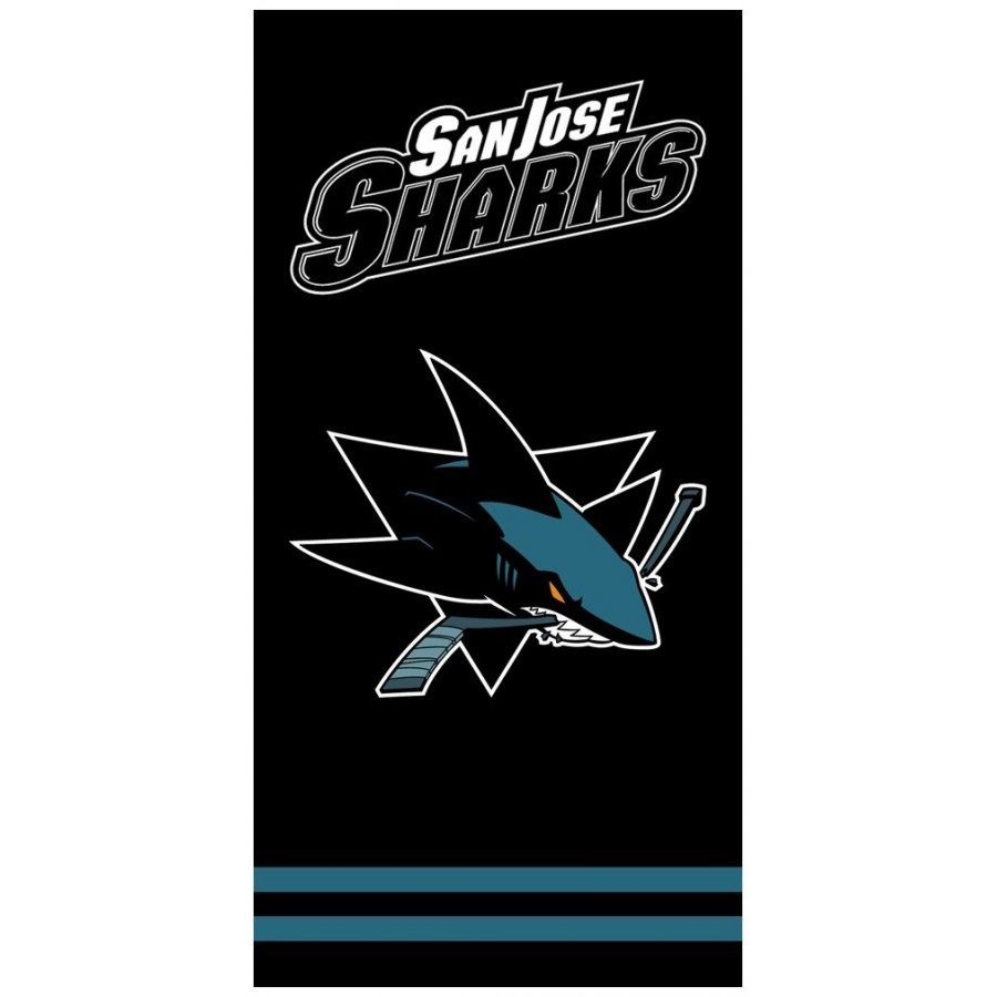 TipTrade (CZ) · Hokejová bavlnená osuška NHL San Jose Sharks - black - 100% bavlna - 70 x 140 cm
